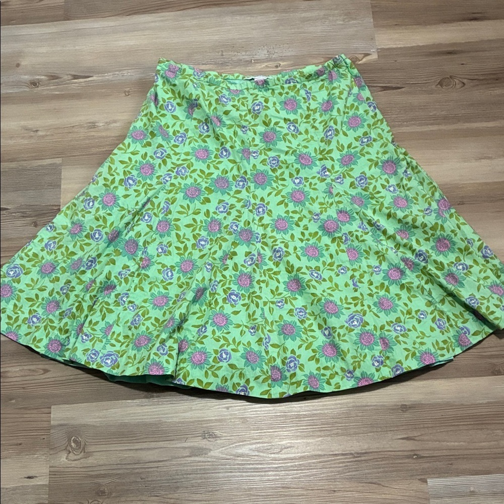 Garnet Hill Cotton Skirt A-line Floral print Lined Women Size 8 Feminine Spring - Picture 3 of 11